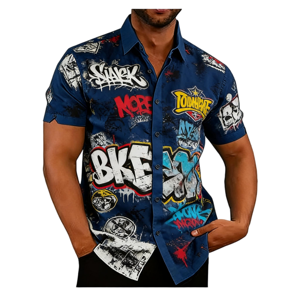 Men's Short-Sleeve Collared Linen Shirt (Luxury)