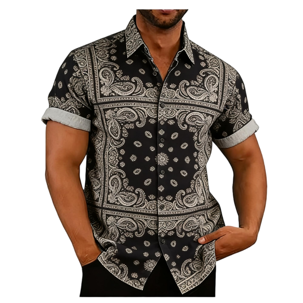 Men's Luxury Short-Sleeve Collared Linen Shirt