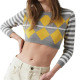 Women's Short Pullover - Colorful Striped Knit