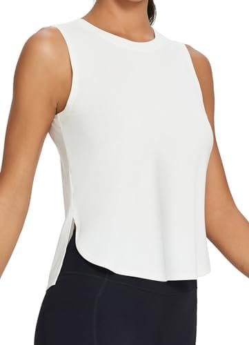 Workout Tank Tops for Women Sleeveless Athletic Tops Flowy Soft Loose Fit Hip Length Running Shirts Gym Quick Dry