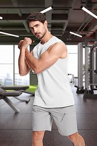 Men's Tank Top Cotton Muscle Workout Gym Shirts Moisture Wicking Lightweight Summer Casual Sleeveless Shirts