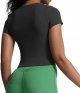 Women's Short Sleeve T-Shirts Support Workout Gym Yoga Curve Longline Crop Top