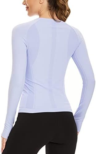 Workout Shirts for Women Long Sleeve, Workout Tops for Women, Quick Dry Gym Athletic Tops,Seamless Yoga Shirts