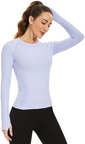 Workout Shirts for Women Long Sleeve, Workout Tops for Women, Quick Dry Gym Athletic Tops,Seamless Yoga Shirts