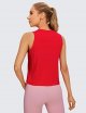 Cotton Cropped Tank Tops for Women Workout Crop Tops High Neck Sleeveless Athletic Gym Shirts