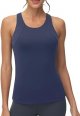 High Neck Workout Tank Tops Sports Bras for Women Full Coverage Tank with Built-in Shelf Bras Racerback Yoga Gym Shirt