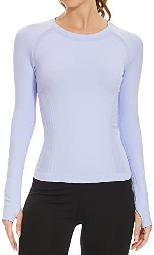 Workout Shirts for Women Long Sleeve, Workout Tops for Women, Quick Dry Gym Athletic Tops,Seamless Yoga Shirts