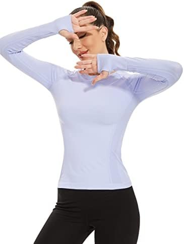Workout Shirts for Women Long Sleeve, Workout Tops for Women, Quick Dry Gym Athletic Tops,Seamless Yoga Shirts