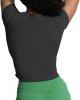 Women's Short Sleeve T-Shirts Support Workout Gym Yoga Curve Longline Crop Top