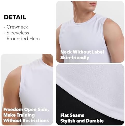 Men's Workout Tank Tops Quick Dry Sleeveless Shirts for Men Muscle Moisture Wicking Bodybuilding Gym Lightweight