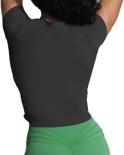 Women's Short Sleeve T-Shirts Support Workout Gym Yoga Curve Longline Crop Top