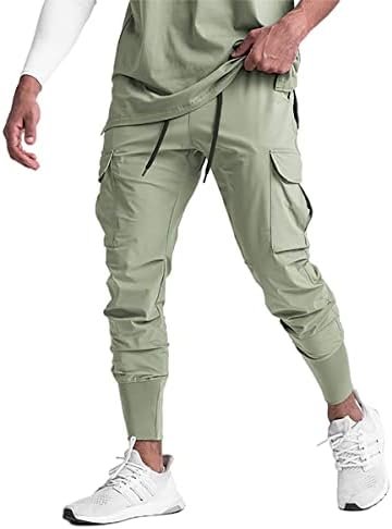 Men Cargo Jogger Lightweight Tapered Hiking Pants Sport Running Quick Dry Sweatpants for Training