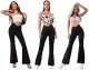 Women Flare Leggings with Side Pockets,Crossover Yoga Pants Bootleg High Waisted Stretchy Control Gym Workout Pants