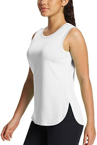 Women's Workout Tank Tops Sleeveless Athletic Tennis Exercise Running Shirts with Side Slit