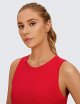 Cotton Cropped Tank Tops for Women Workout Crop Tops High Neck Sleeveless Athletic Gym Shirts