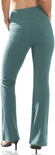 Women's Bootcut Leggings - Bootleg Yoga Pants Flare with 4 Pockets,Tummy Control High Waisted Casual Dress Pants